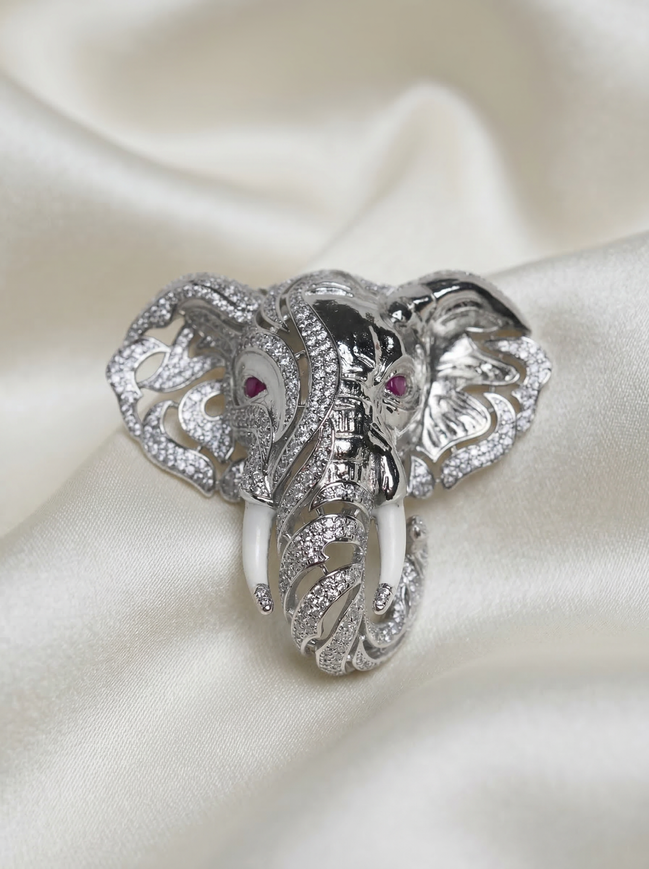 Siora Majestic Elephant Silver Brooch