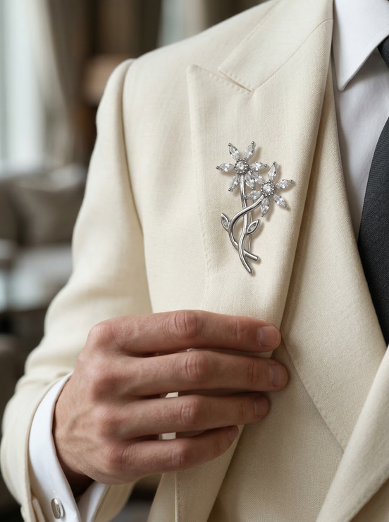 Siora Blooming Grace Silver Floral Brooch
