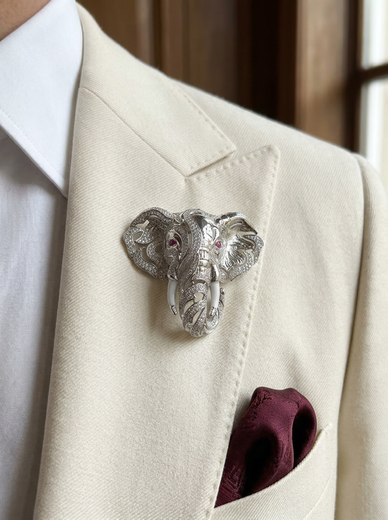 Siora Majestic Elephant Silver Brooch