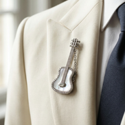Siora Harmony Guitar Silver Brooch