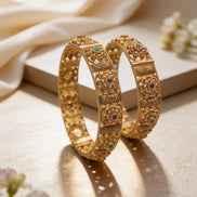 Meenakari Floral Heritage Kada Set