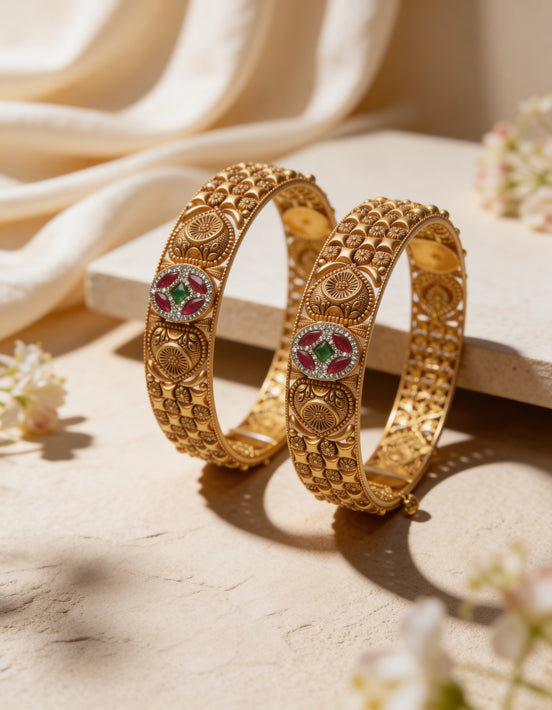 Regal Stone Studded Kada Set