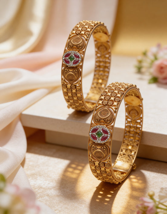 Regal Stone Studded Kada Set