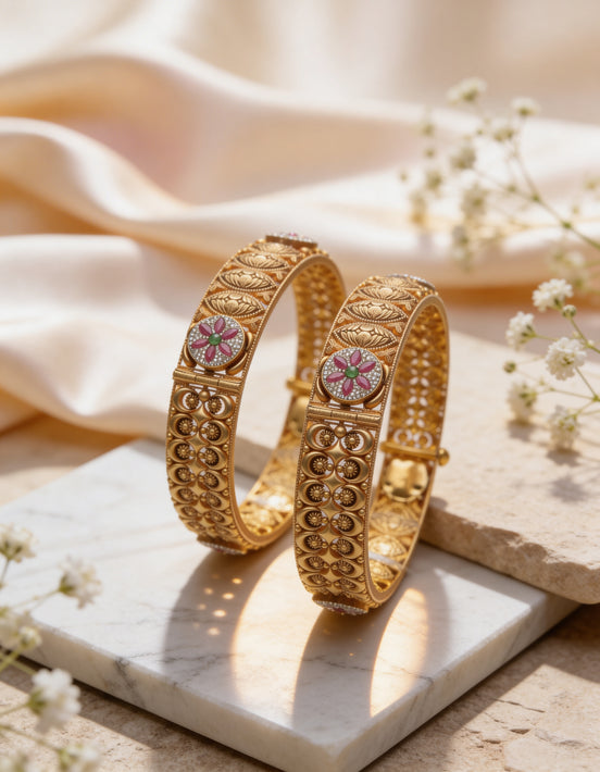 Pushp Motif Designer Kada Set