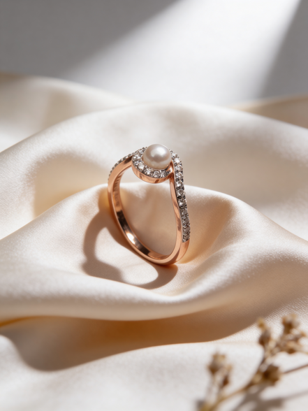 Bella White Pearl Halo Ring
