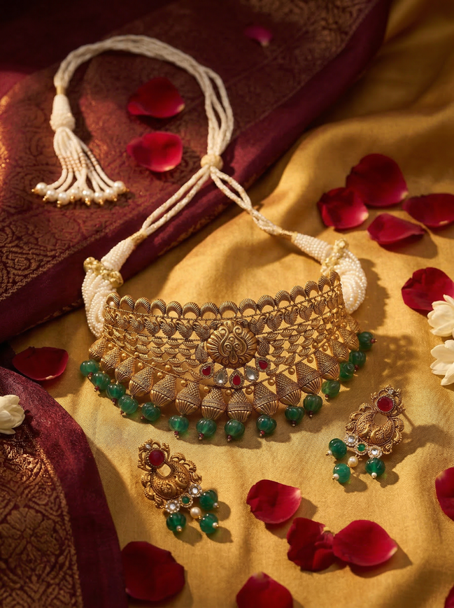 Emerald Rajwadi Choker Set
