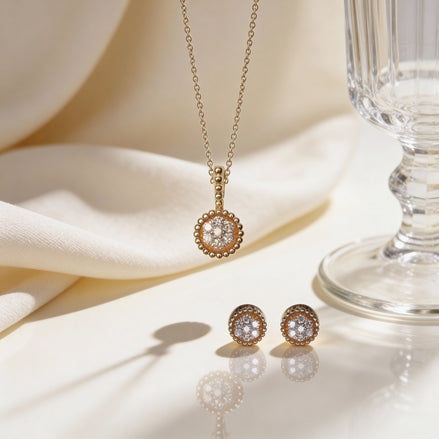Bella Classic Bezel Diamond Pendant Set